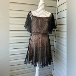 BCBG MaxAzria Black Mesh Polka Dot Party/Cocktail Dress Sz 6
